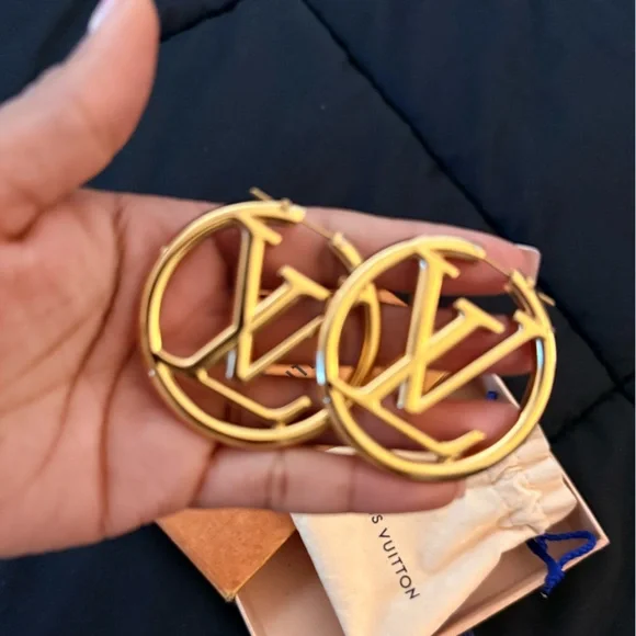 Louis Vuitton Gold Logo Earrings - Picture 2 of 7